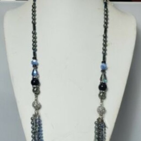 Ali Khan 7 Strand Iridescent Multicolor Glass Necklace (2 in 1) with gift box - Picture 11 of 11